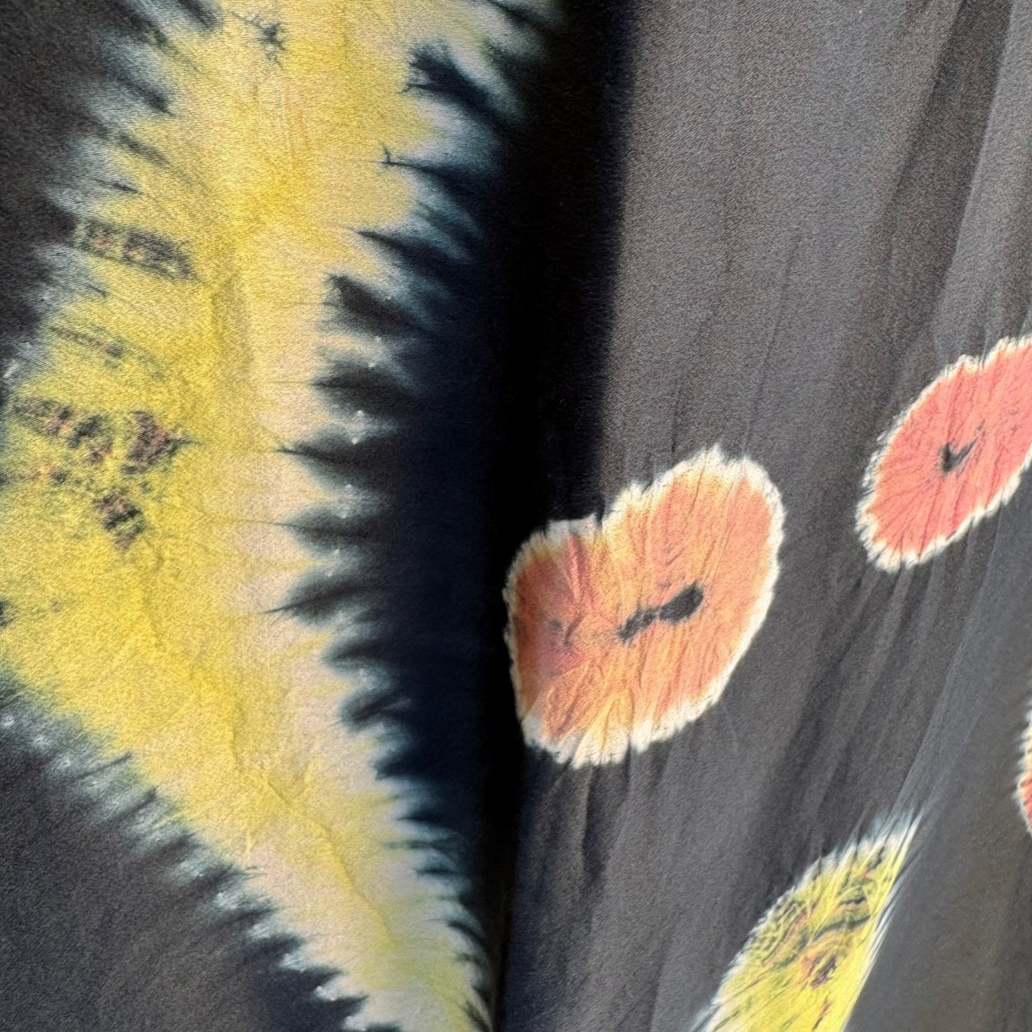 Vintage Handmade Batik Sarong Black Pink Abstract Geometric Wrap Coverup Scarf