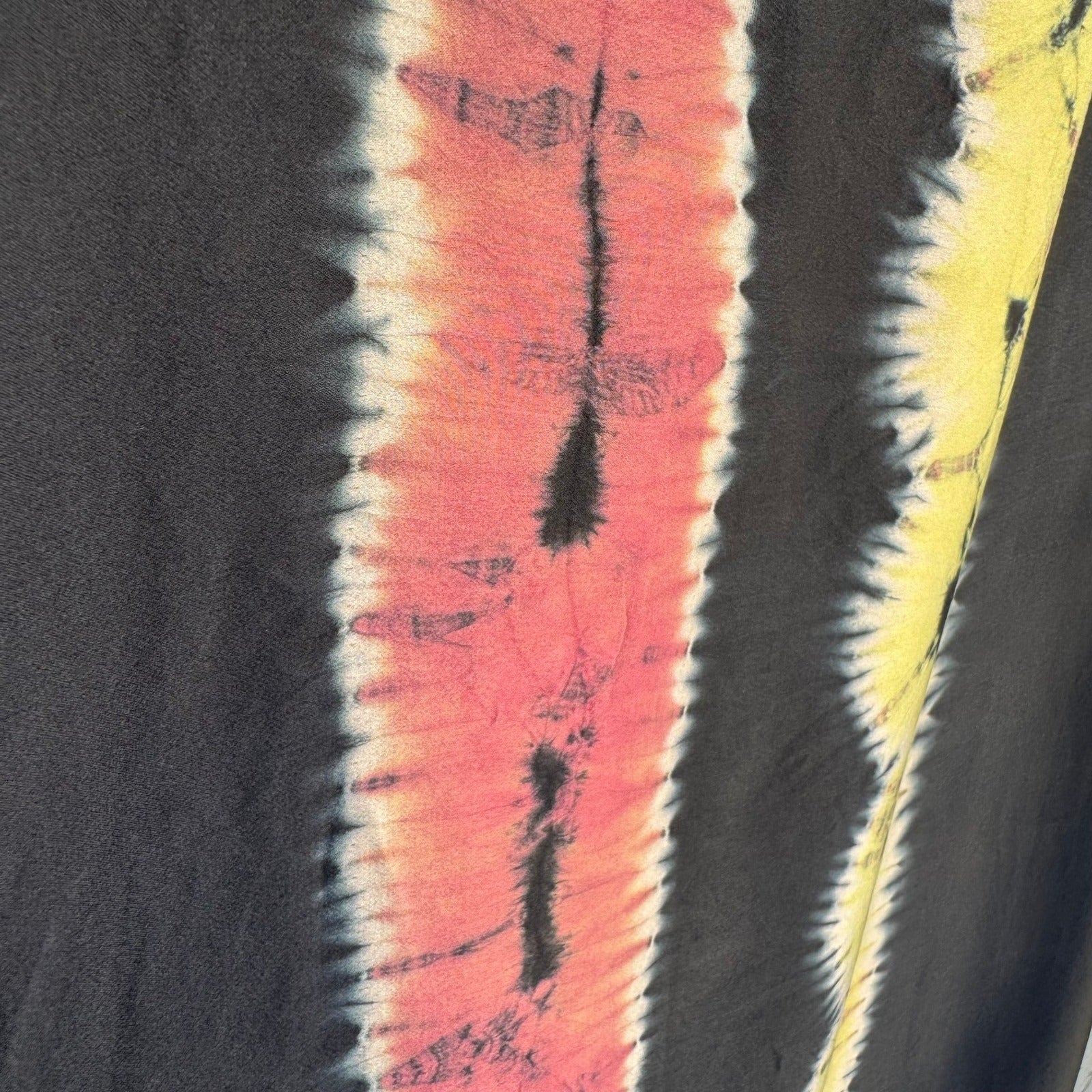 Vintage Handmade Batik Sarong Black Pink Abstract Geometric Wrap Coverup Scarf