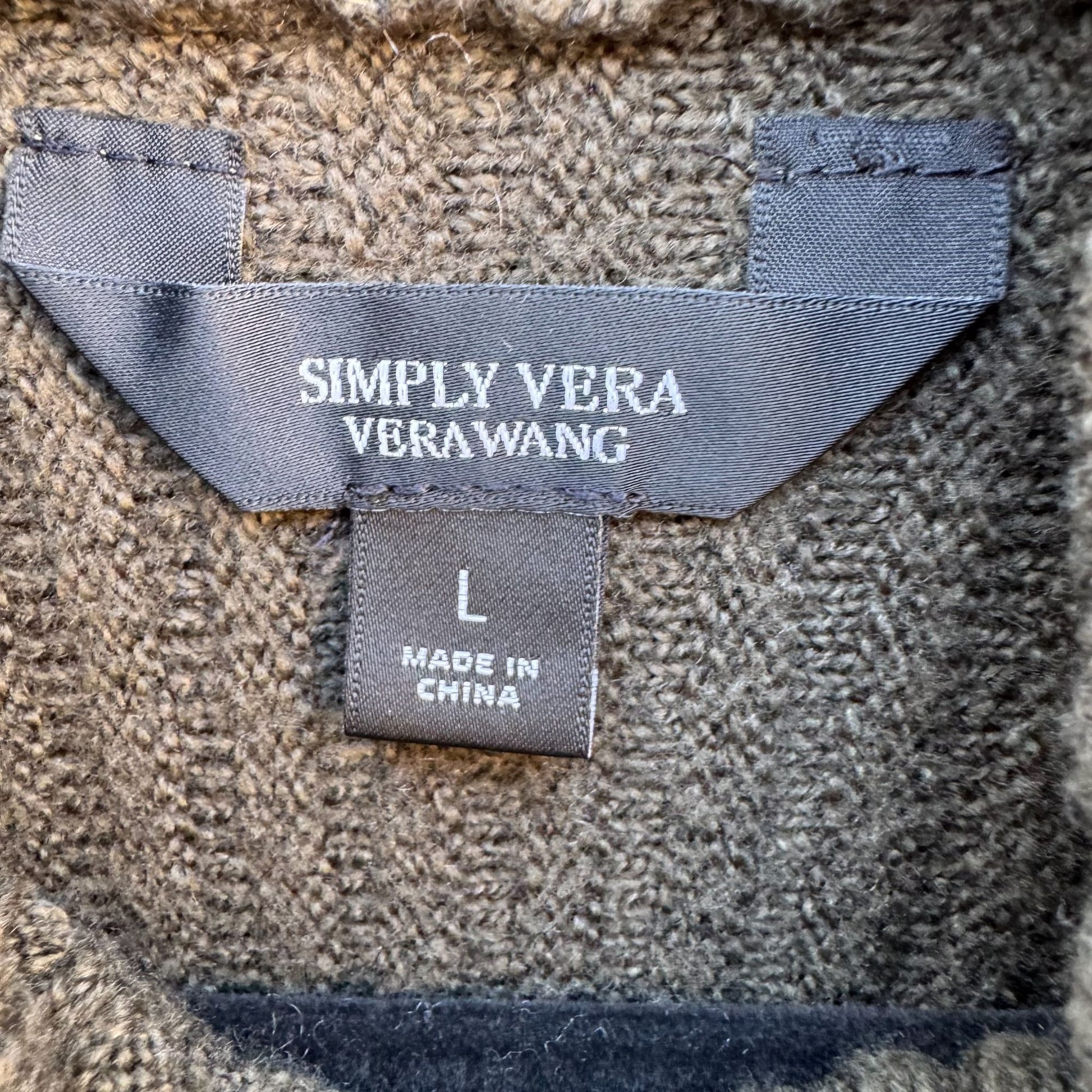 Simply Vera Vera Wang Olive Green Cowl Neck Knit Sweater Long Sleeve Womens XL