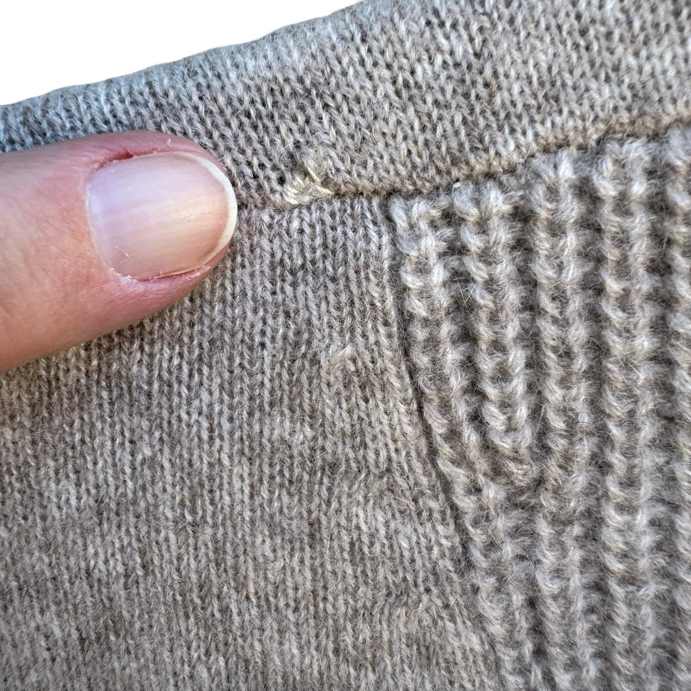 Charter Club 100% Cashmere Quiet Luxury Quarter Zip Roll Neck Sweater Tan M