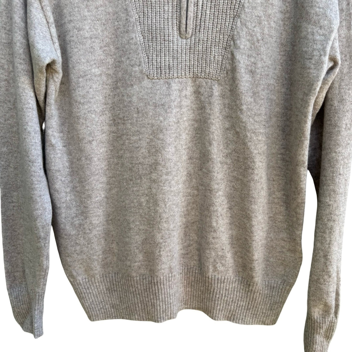Charter Club 100% Cashmere Quiet Luxury Quarter Zip Roll Neck Sweater Tan M