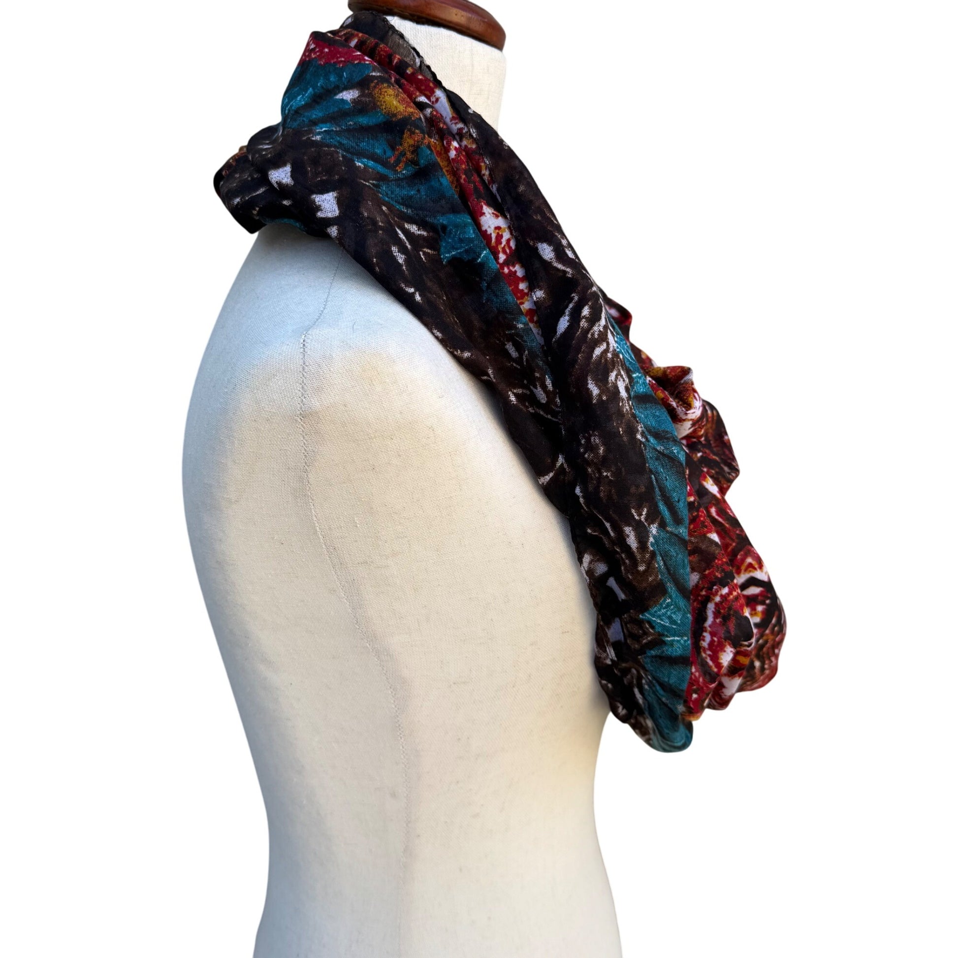 River Island Multicolor Tie Dye Abstract Print Sheer Womens Infinity Scarf Wrap