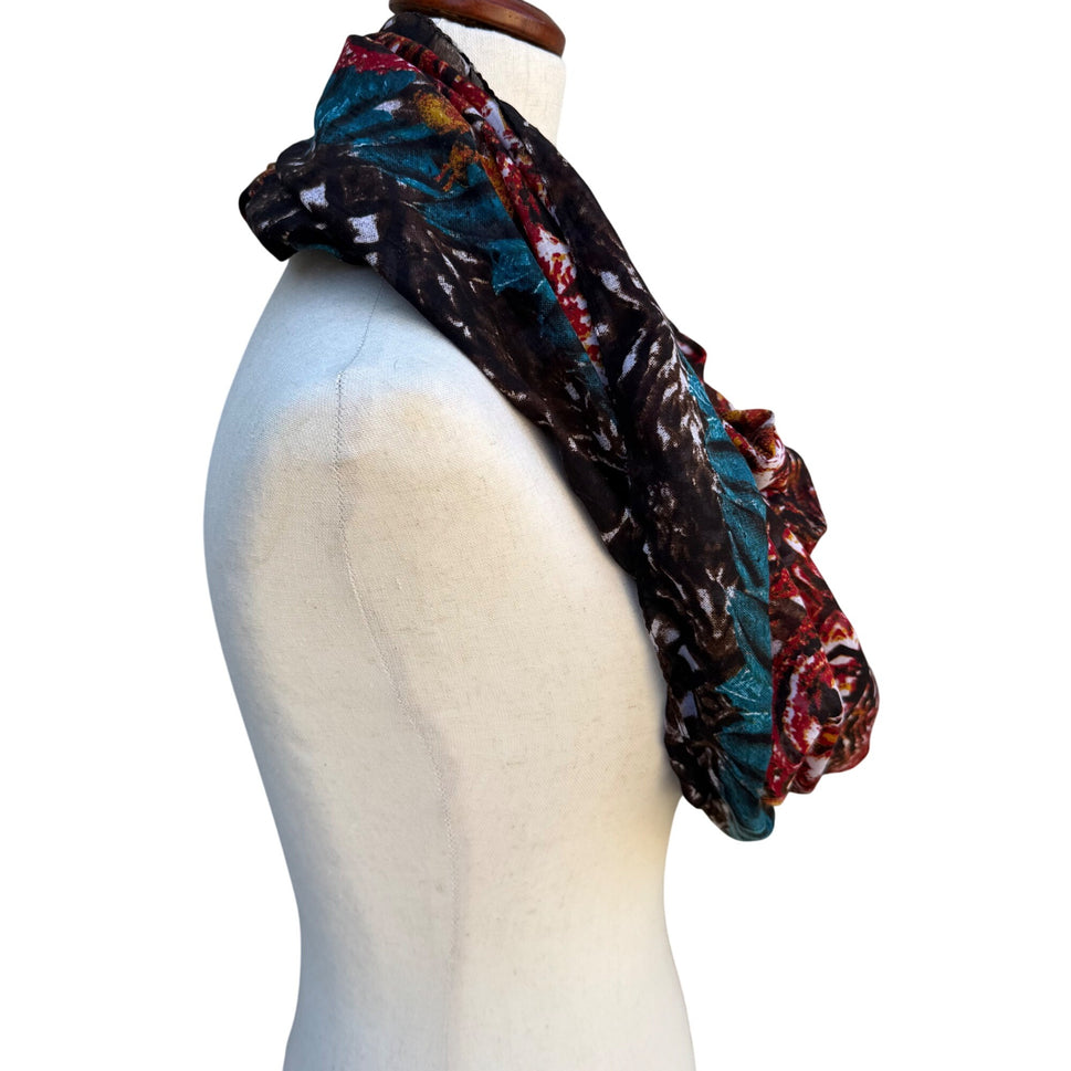 River Island Multicolor Tie Dye Abstract Print Sheer Womens Infinity Scarf Wrap