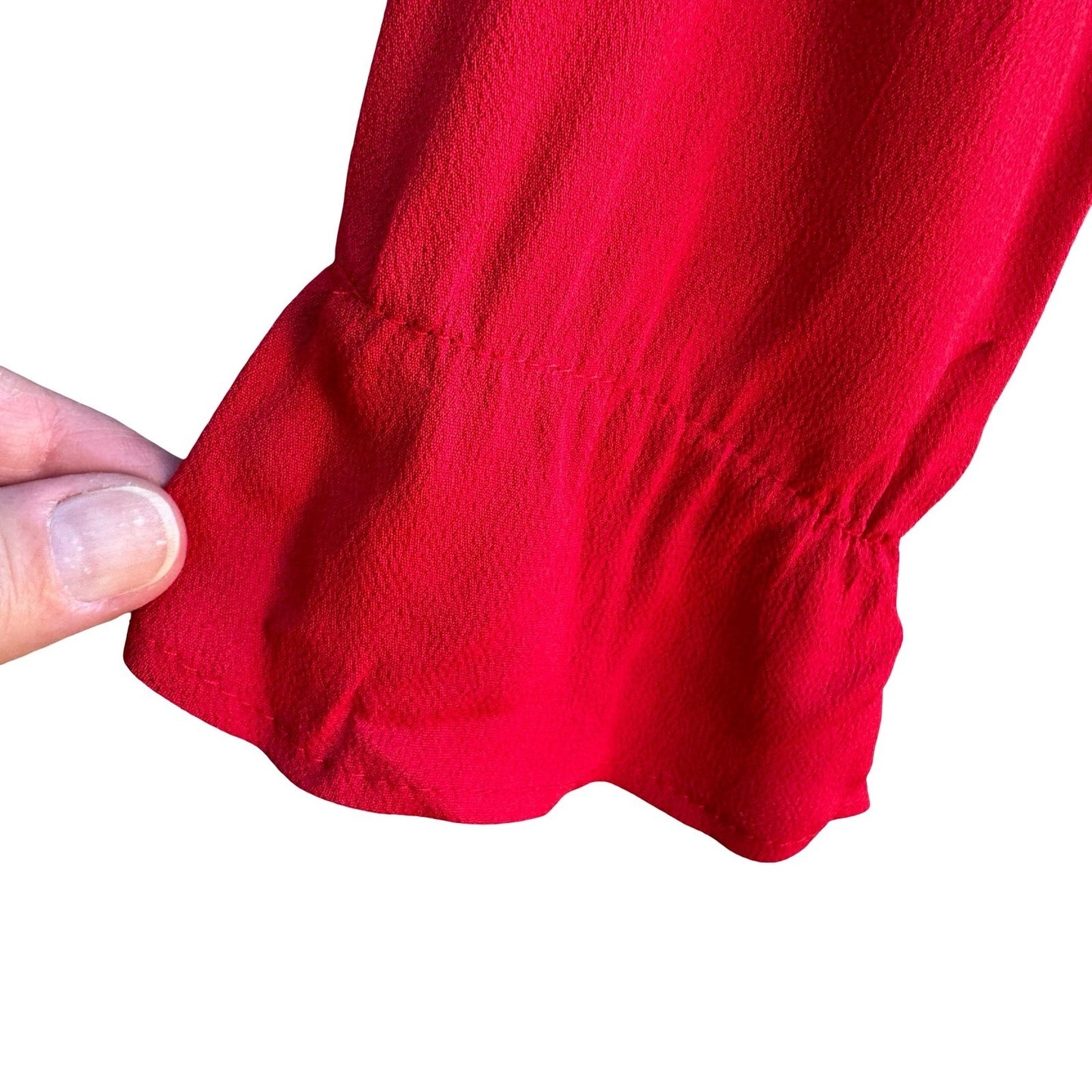 Frenzii Romantic Boho Flowy Feminine Chic Red Split Sleeve Smocked Waist Blouse
