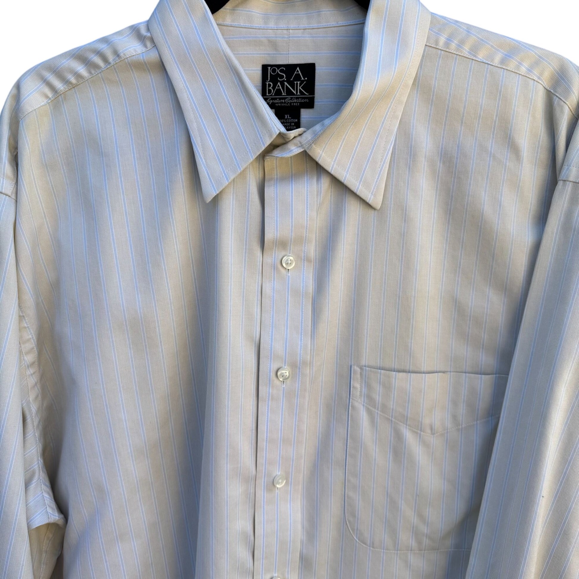 Jos. A. Bank Signature Collection Mens White Striped Long Sleeve Dress Shirt XL