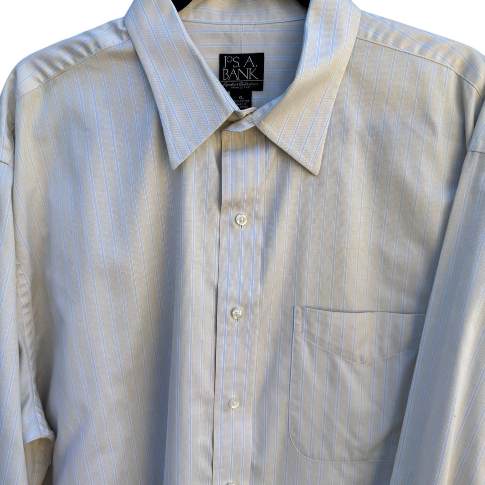 Jos. A. Bank Signature Collection Mens White Striped Long Sleeve Dress Shirt XL