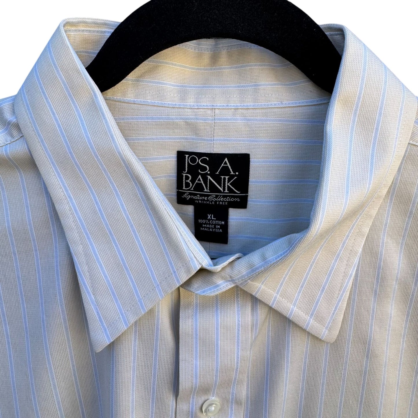 Jos. A. Bank Signature Collection Mens White Striped Long Sleeve Dress Shirt XL