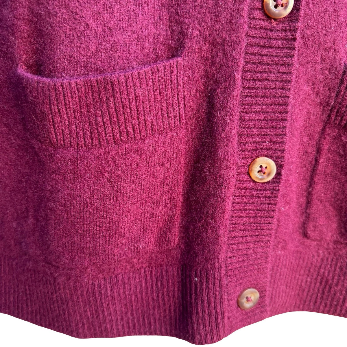 LL Bean 100% Cashmere Quiet Luxury Preppy Mock Neck Cardigan Sweater Burgundy M