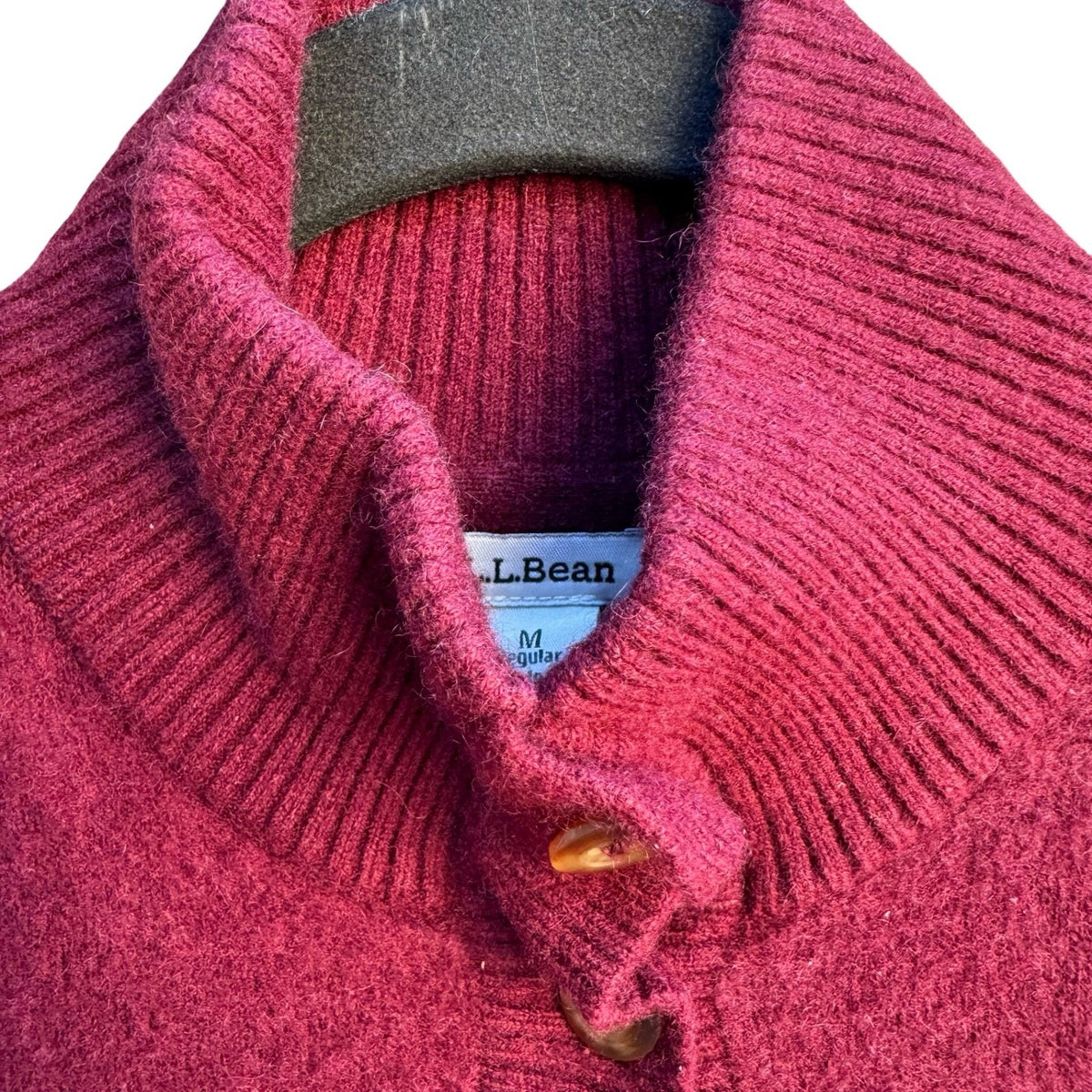 LL Bean 100% Cashmere Quiet Luxury Preppy Mock Neck Cardigan Sweater Burgundy M