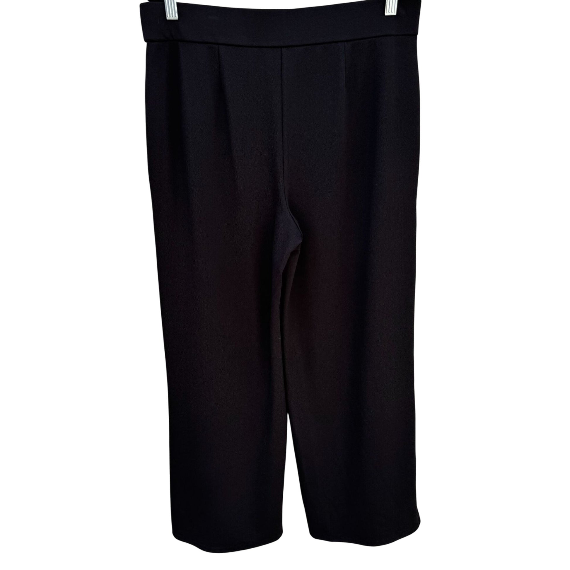 Isaac Mizrahi Live Womens Black Wide-Leg High-Waist Wide Leg Trousers Pants M