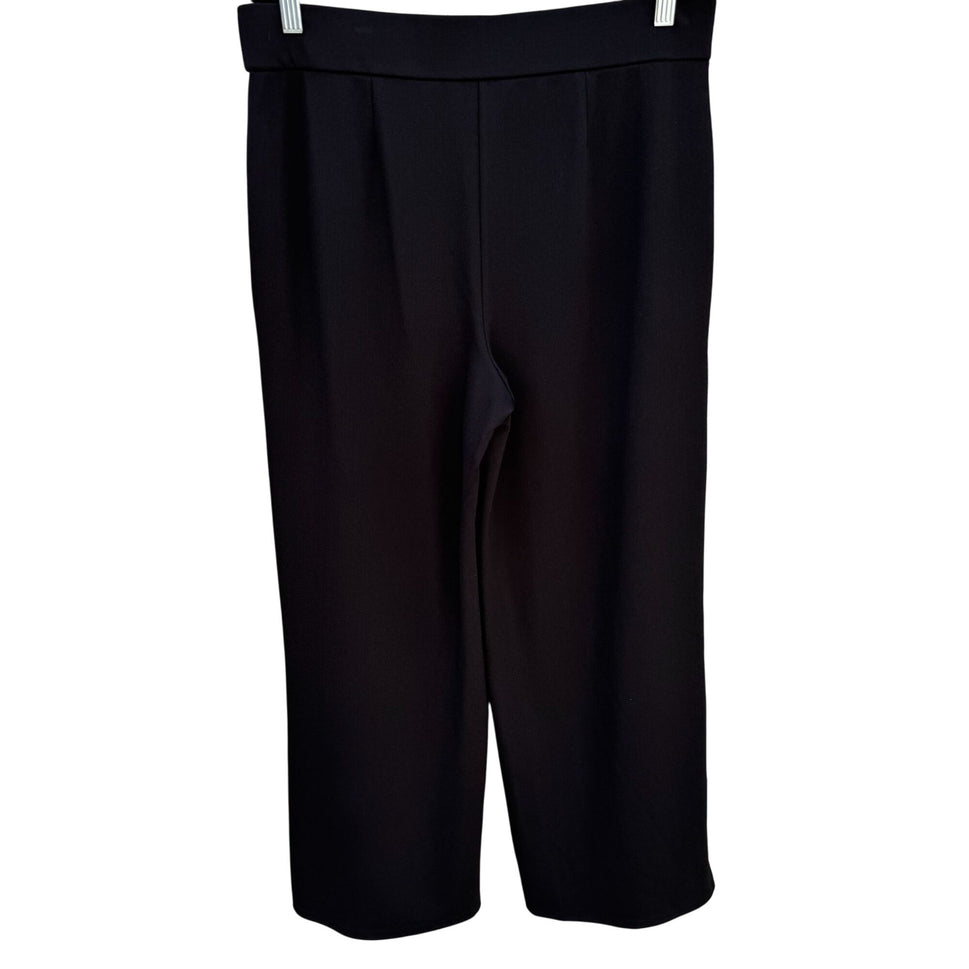 Isaac Mizrahi Live Womens Black Wide-Leg High-Waist Wide Leg Trousers Pants M