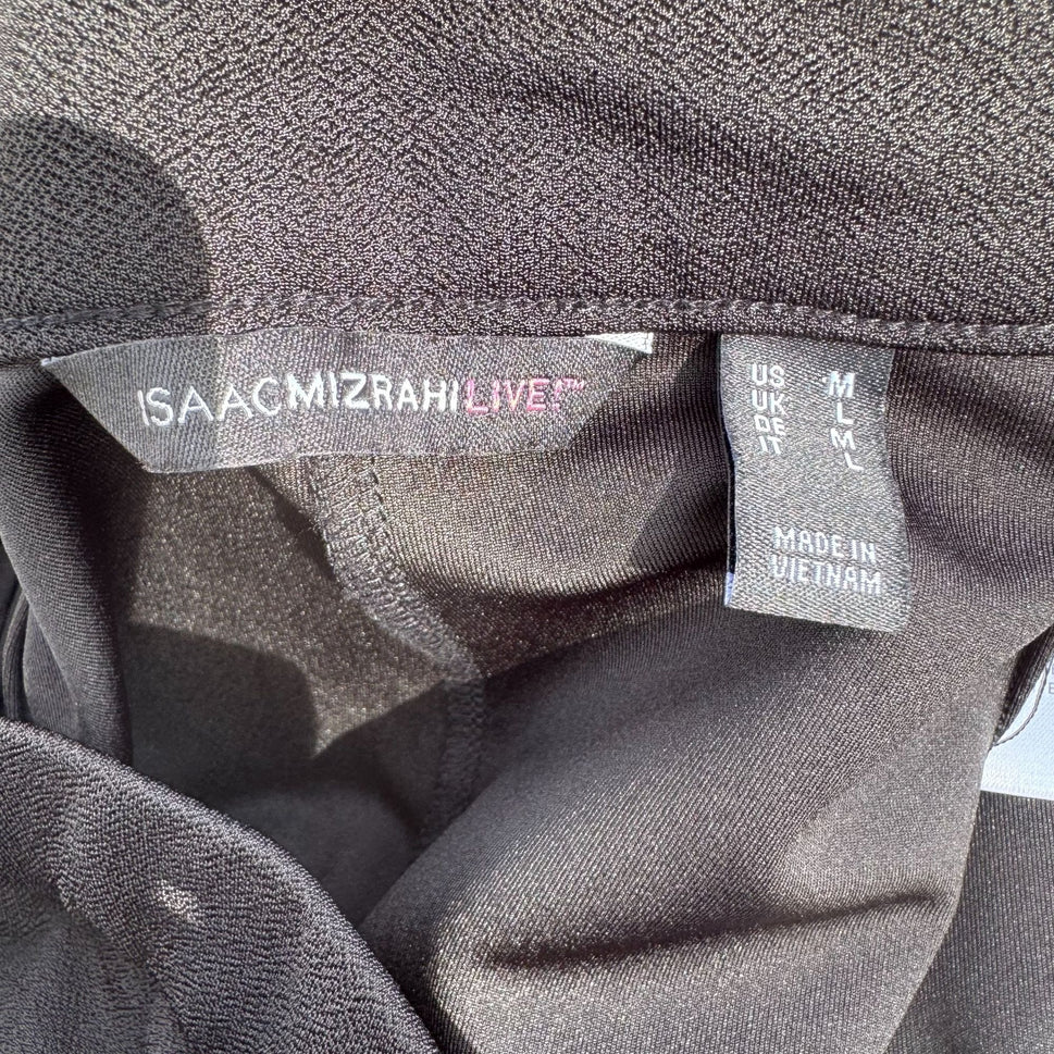 Isaac Mizrahi Live Womens Black Wide-Leg High-Waist Wide Leg Trousers Pants M