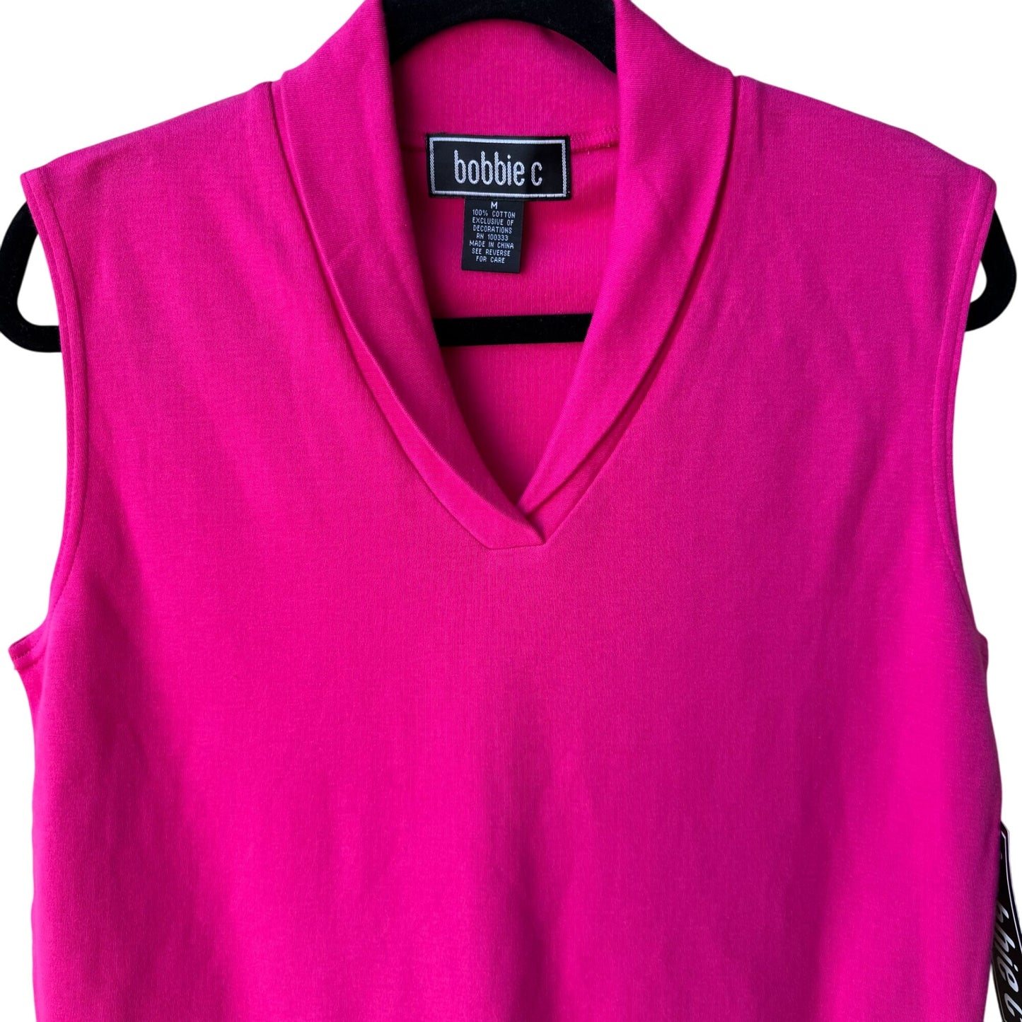 Bobbie C Hot Pink Sleeveless Cotton Womens Preppy Casual Wear Shirt Top New M