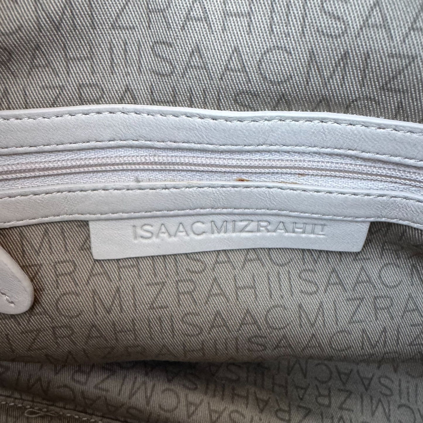 Isaac Mizrahi Quilted Leather Shoulder Bag Tassel Gold Chain Straps Ivory Beige