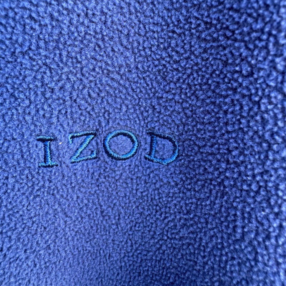 IZOD Zip Fleece Gorpcore Hiking Activewear Layering Utility Jacket Blue Mens XL