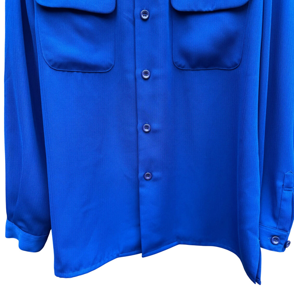 Pronti Collection By Phita Vintage Y2K 90s Mens Royal Blue Long Sleeve Shirt XL