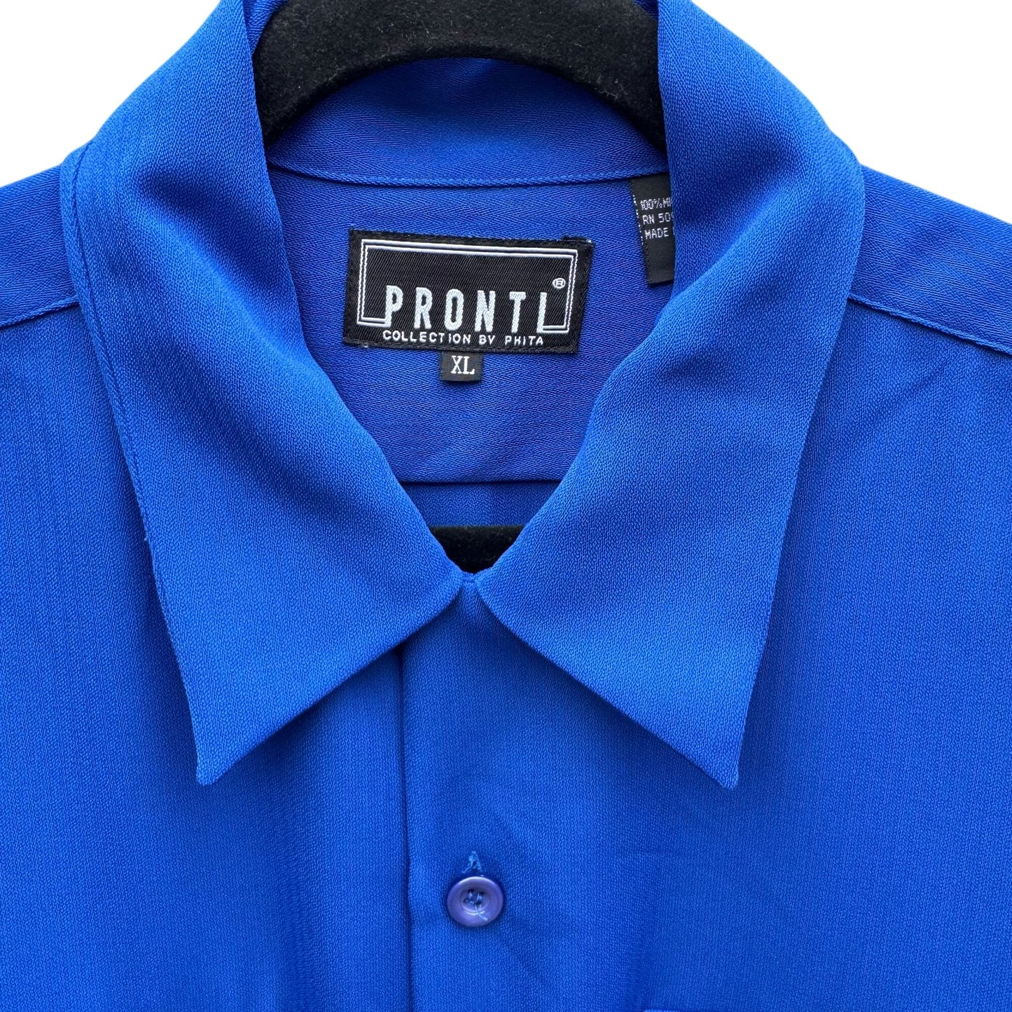 Pronti Collection By Phita Vintage Y2K 90s Mens Royal Blue Long Sleeve Shirt XL