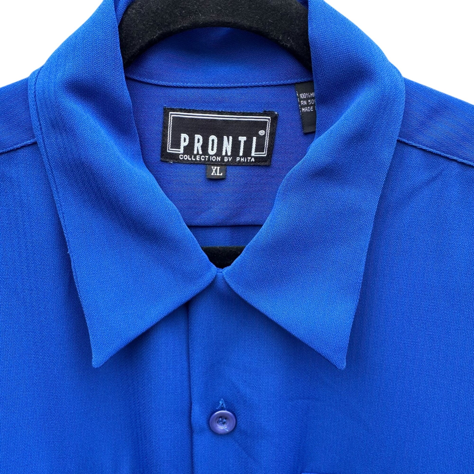 Pronti Collection By Phita Vintage Y2K 90s Mens Royal Blue Long Sleeve Shirt XL