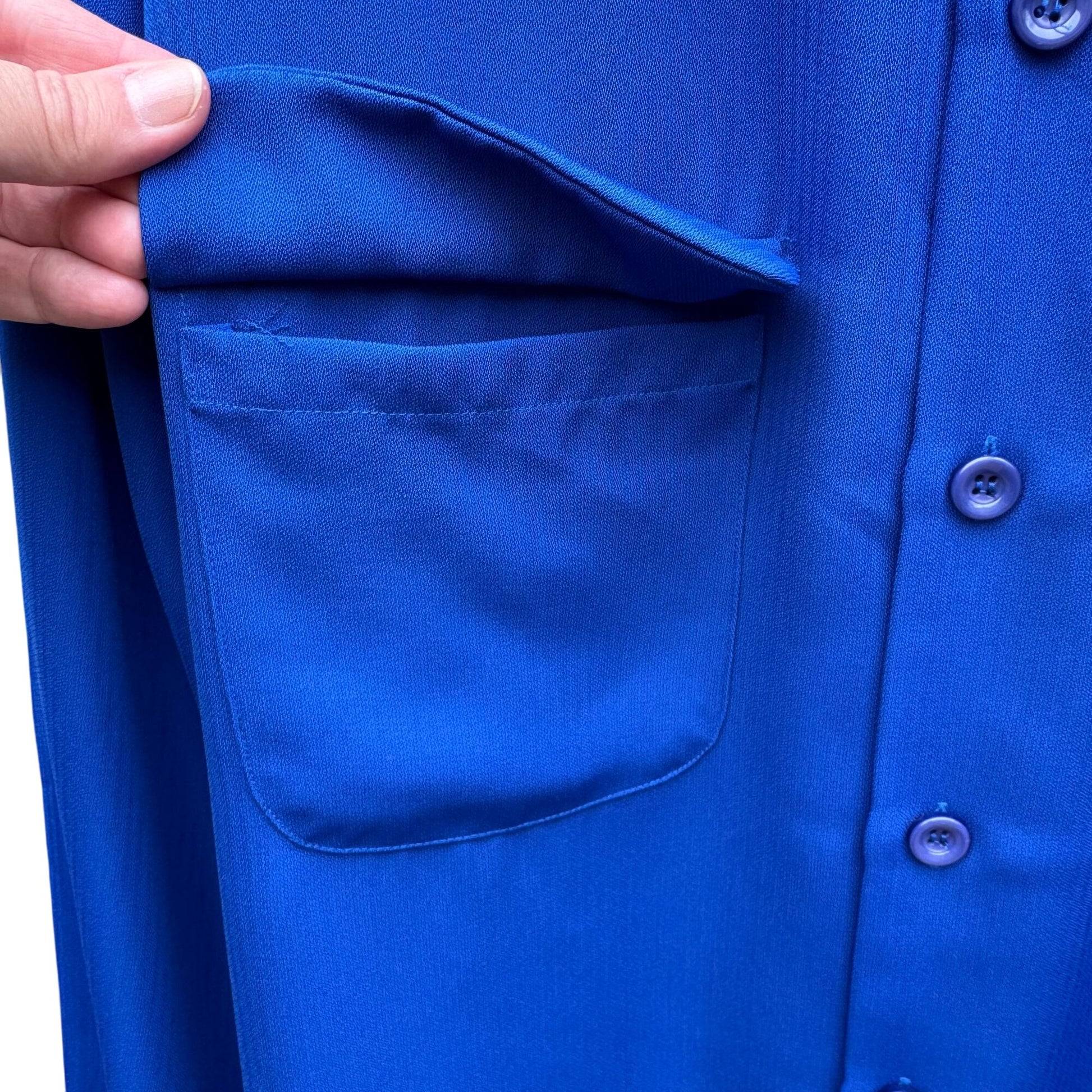 Pronti Collection By Phita Vintage Y2K 90s Mens Royal Blue Long Sleeve Shirt XL