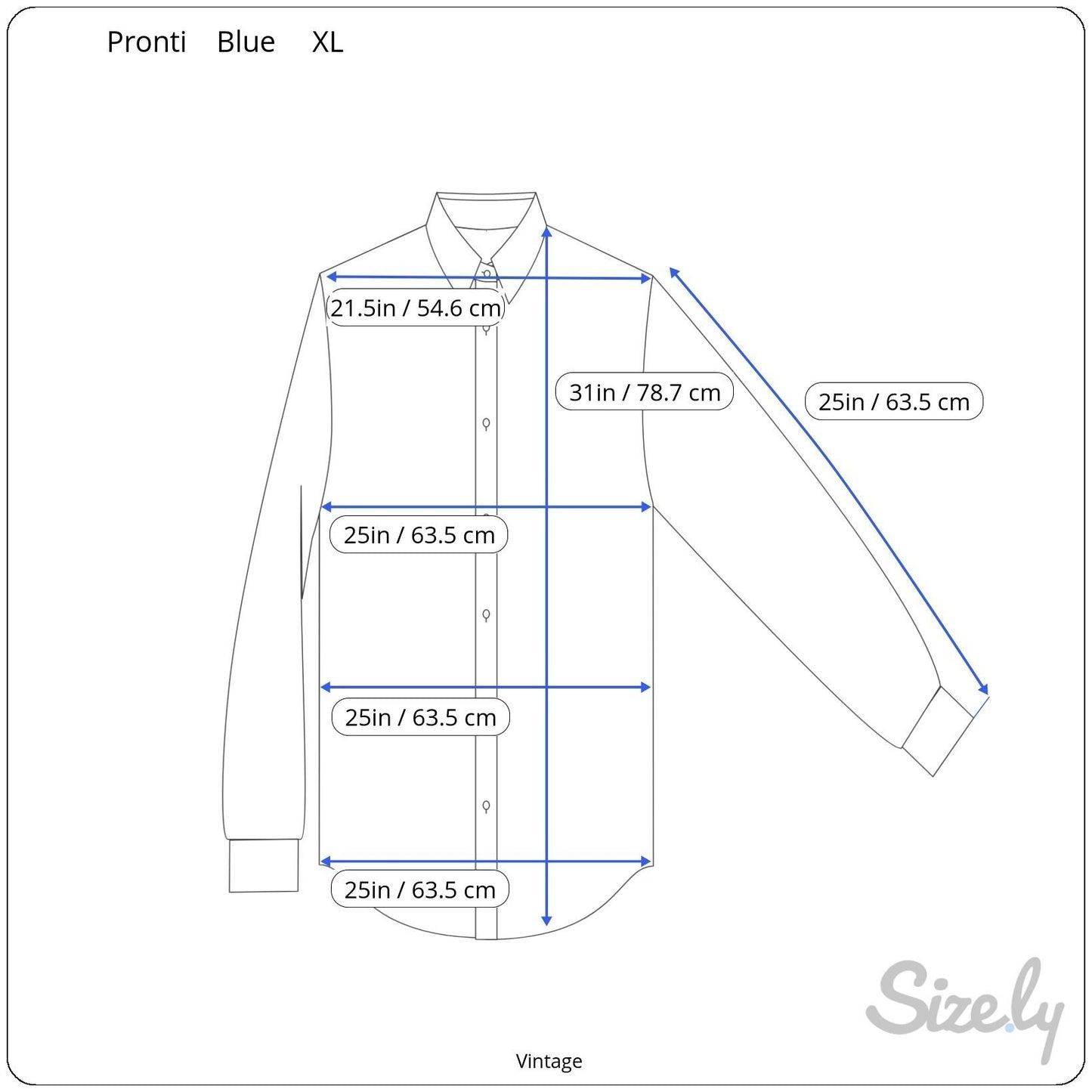 Pronti Collection By Phita Vintage Y2K 90s Mens Royal Blue Long Sleeve Shirt XL