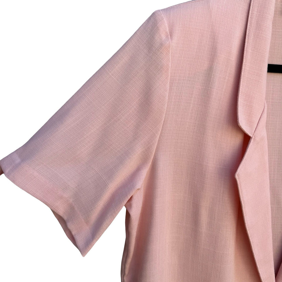 Sag Harbor Vintage Pink Short Sleeve Blazer Jacket Size 16 Pastel Single Button