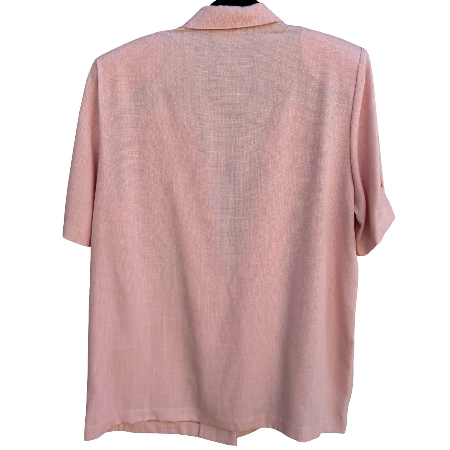 Sag Harbor Vintage Pink Short Sleeve Blazer Jacket Size 16 Pastel Single Button
