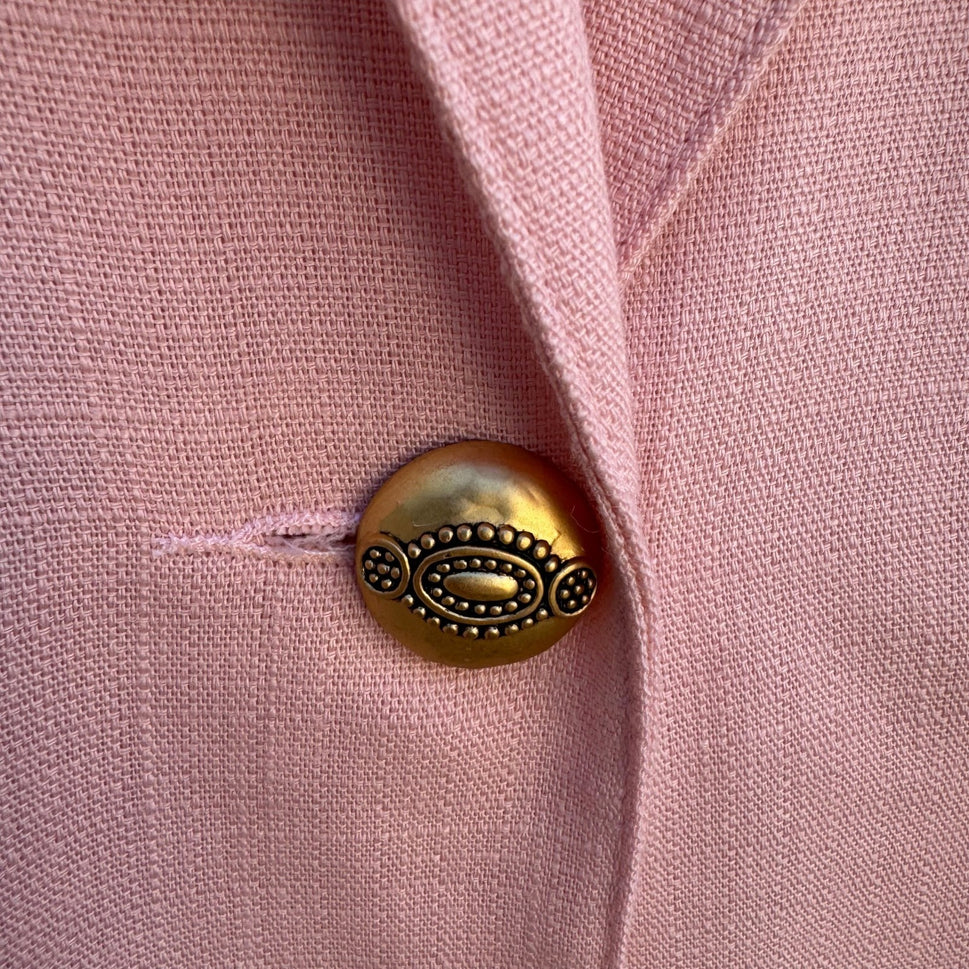 Sag Harbor Vintage Pink Short Sleeve Blazer Jacket Size 16 Pastel Single Button
