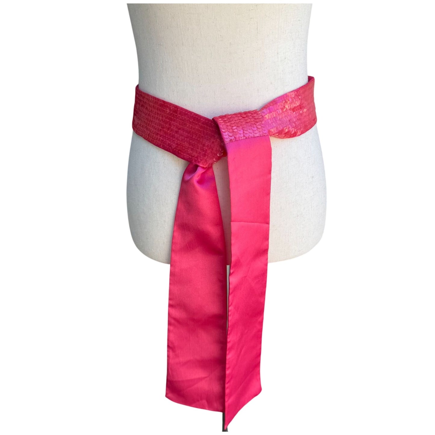 Cejon Accessories Womens Vintage Sequin Hot Pink Glam Sash Wrap Belt Tie Obi OS