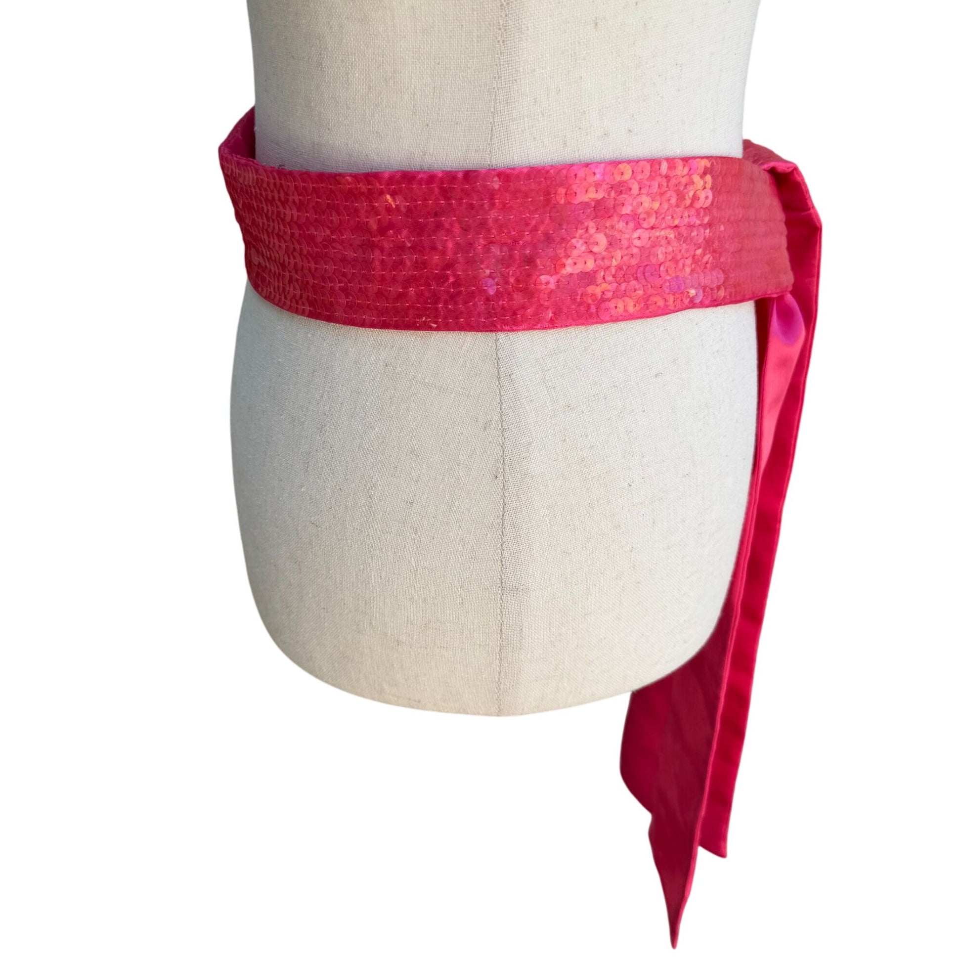 Cejon Accessories Womens Vintage Sequin Hot Pink Glam Sash Wrap Belt Tie Obi OS