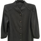 Switch Vintage Black Wool Blend Mock Neck Button Front Mid Length Overcoat Womens Retro 3 image