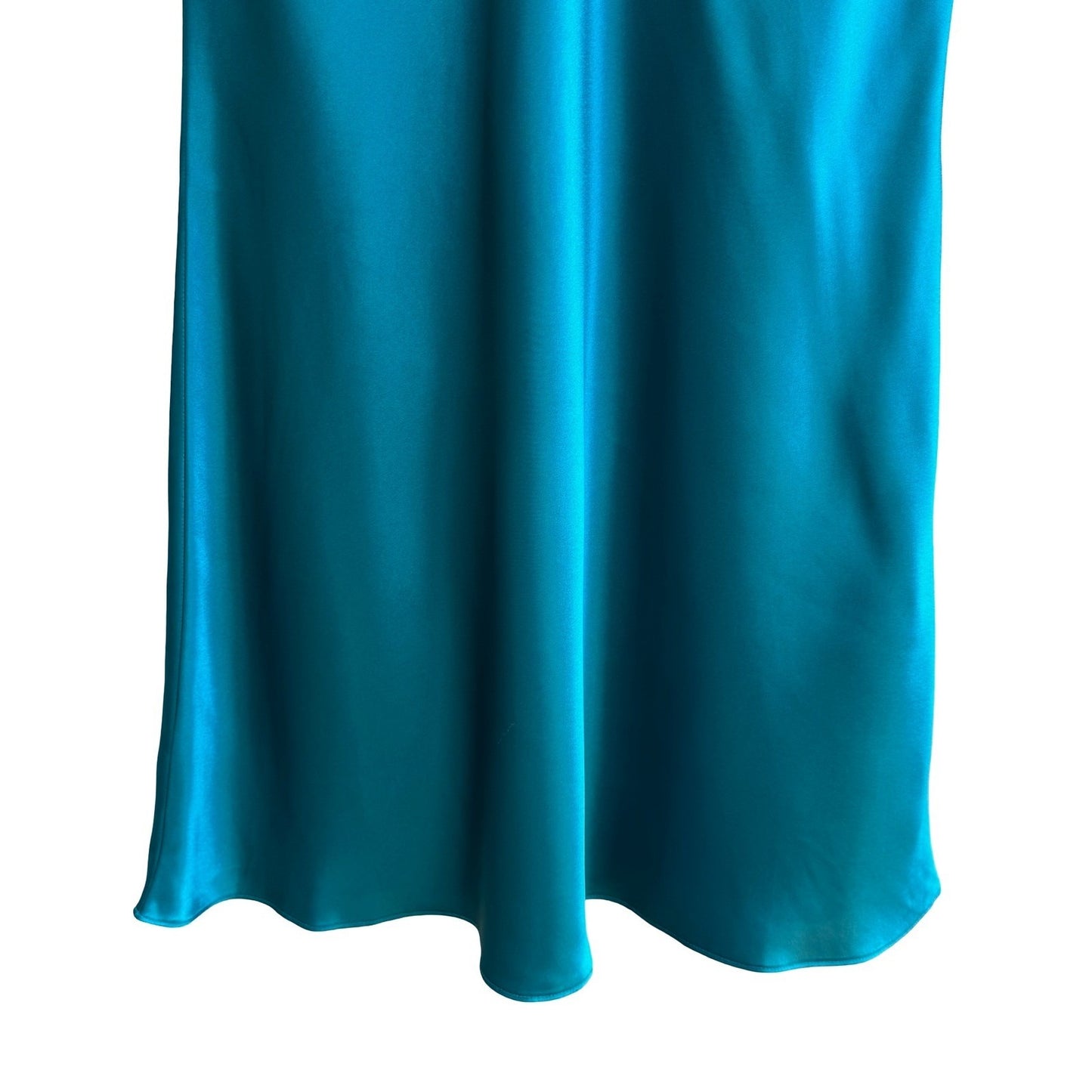 Morgan Taylor Intimates Teal Satin Chemise Nightgown Sleepwear Ribbon L Romantic