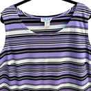 Switch Lady Dorby Womens Plus Size 24W Knit Sleeveless Purple Black Striped Blouse Top 3 image
