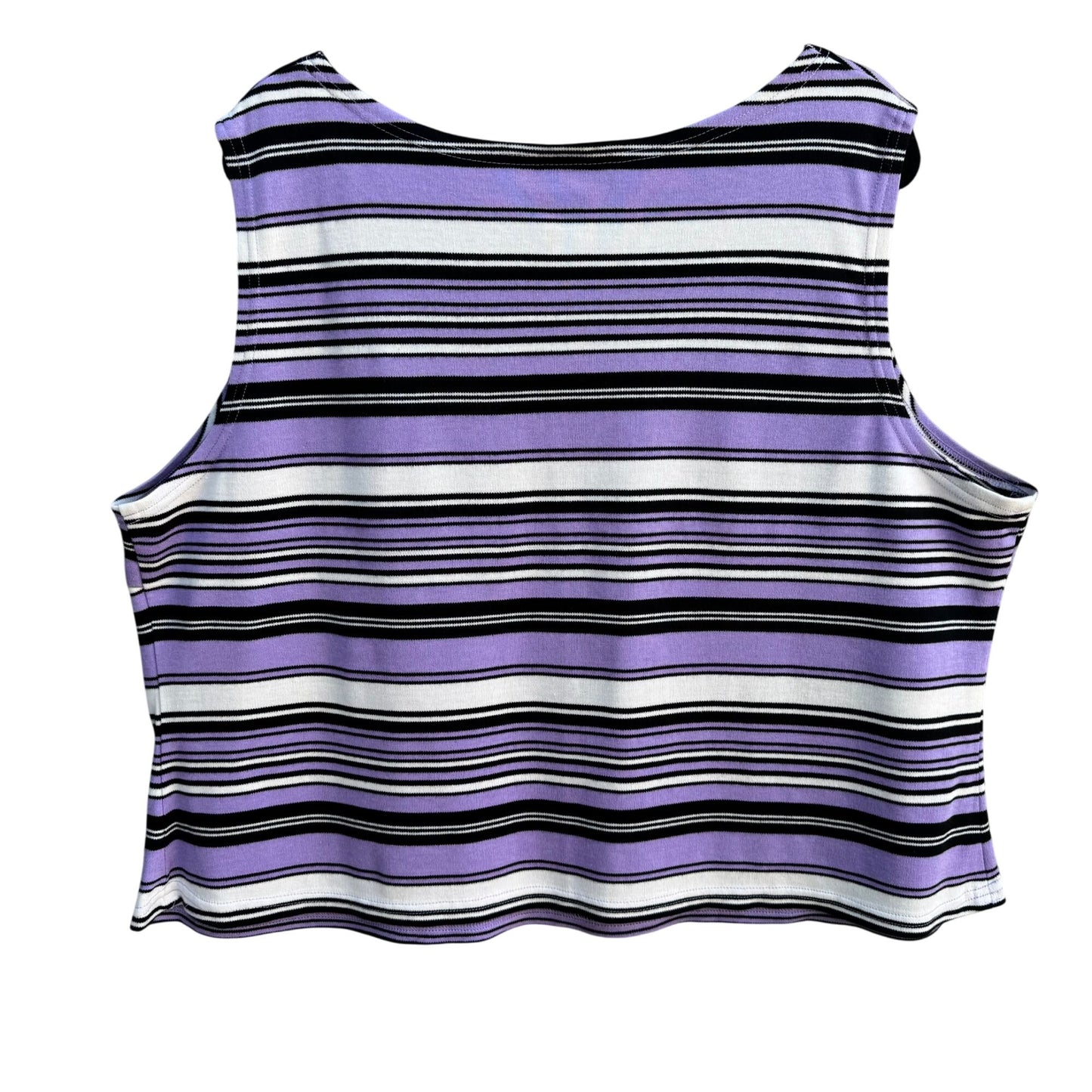 Lady Dorby Womens Plus Size 24W Knit Sleeveless Purple Black Striped Blouse Top