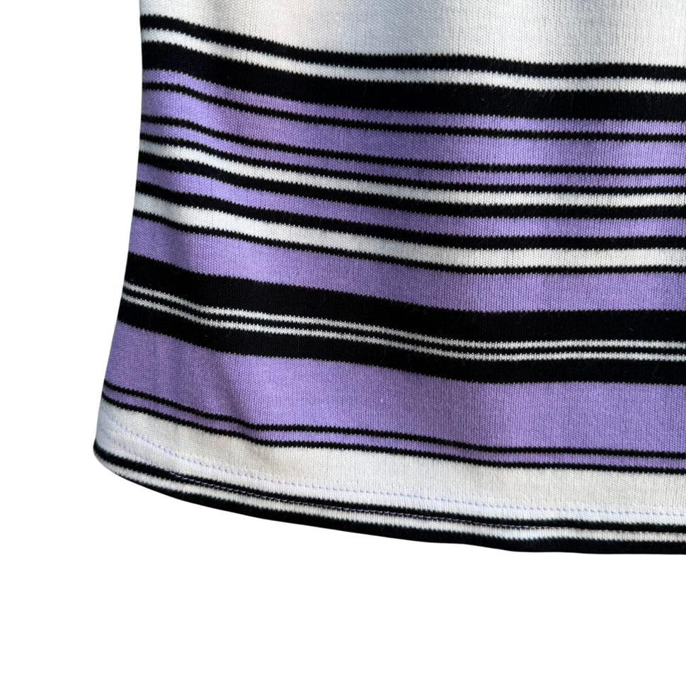 Lady Dorby Womens Plus Size 24W Knit Sleeveless Purple Black Striped Blouse Top