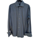 Switch Banana Republic Mens M 15-15.5 Grey Pinstripe French Cuff Dress Shirt Office 3 image
