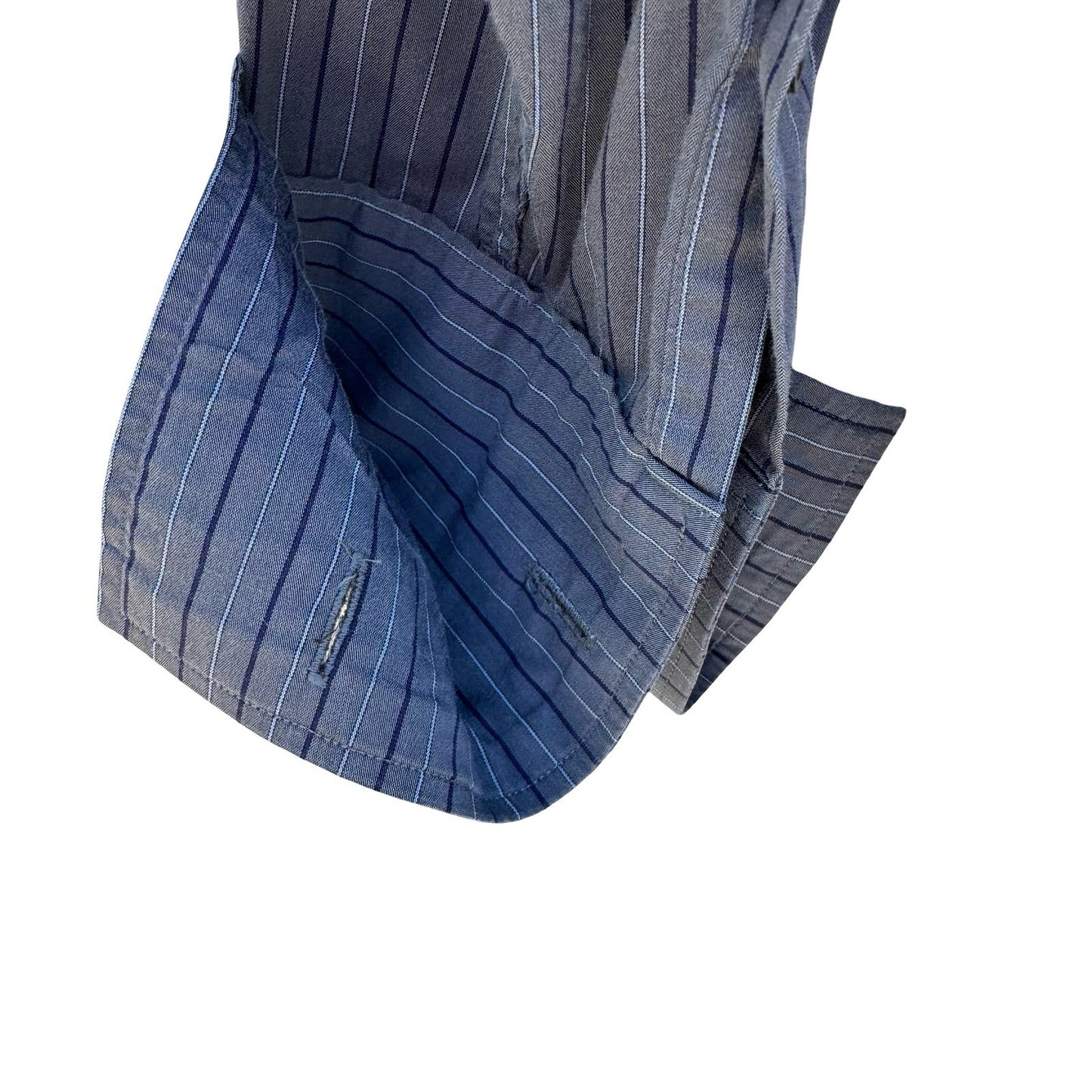 Banana Republic Mens M 15-15.5 Grey Pinstripe French Cuff Dress Shirt Office