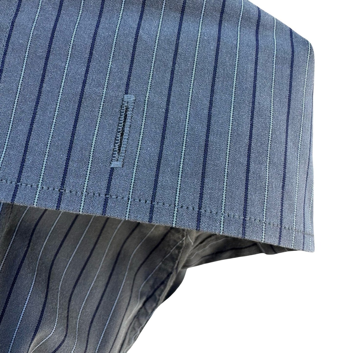 Banana Republic Mens M 15-15.5 Grey Pinstripe French Cuff Dress Shirt Office