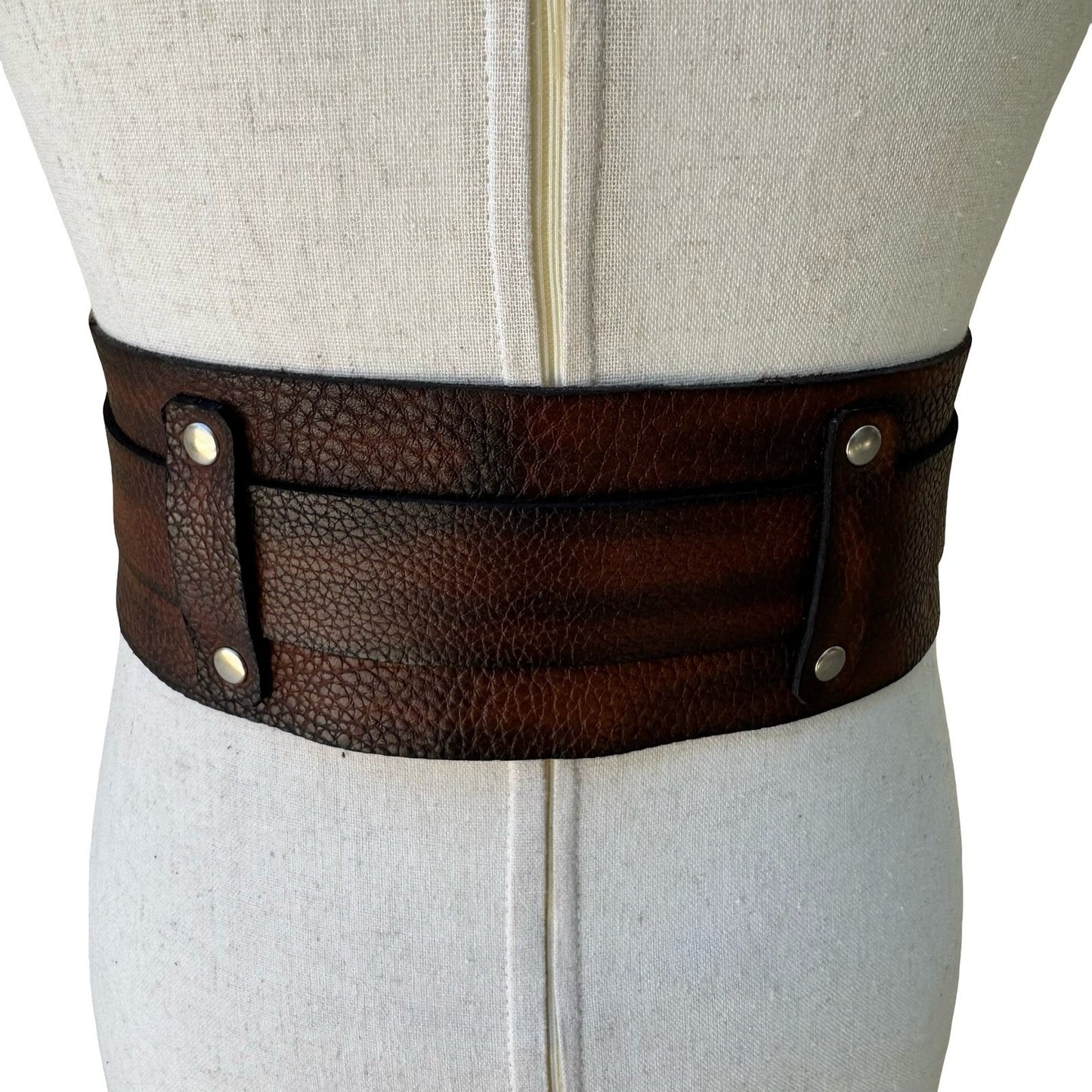Vintage Y2K Steampunk Western Boho Edgy Brown Distressed Leather Wide Cinch Belt