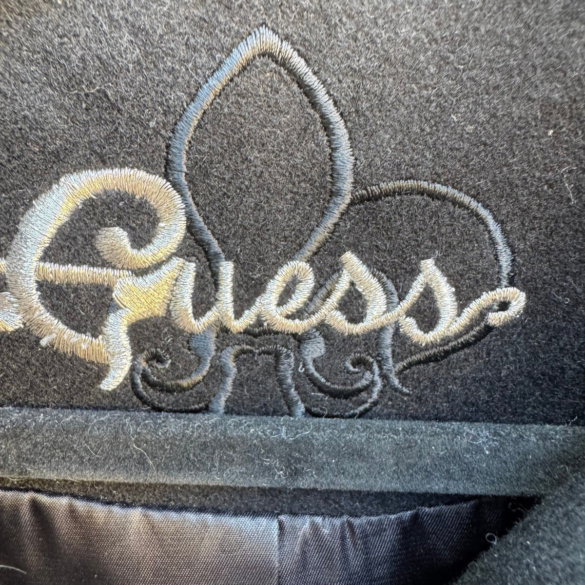 Guess Dark Academia Preppy Tailored Wool Blend Double Breasted Pea Coat Black S