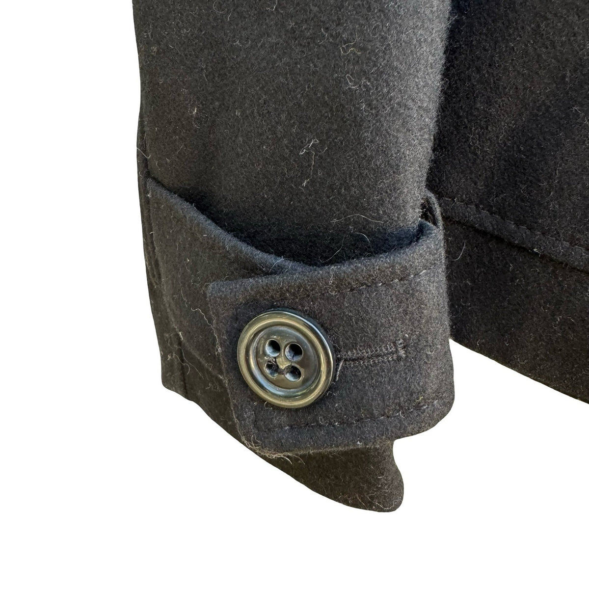 Guess Dark Academia Preppy Tailored Wool Blend Double Breasted Pea Coat Black S