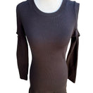 Switch Avec Les Filles Minimalist Cold Shoulder Ribbed Ruffle Bodycon LBD Mini Dress XS 3 image