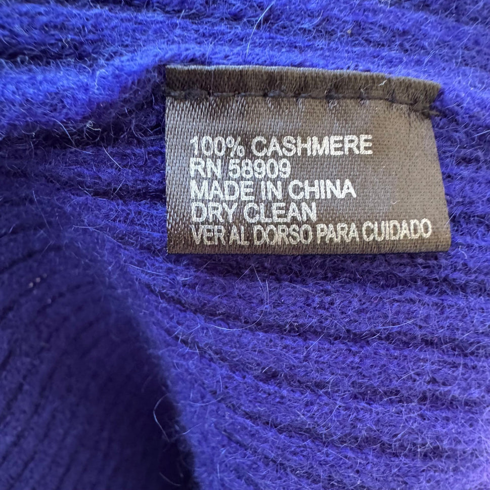 Antonio Melani Cashmere Luxury Ribbed Asymmetric Sharkbite Sweater Royal Blue S