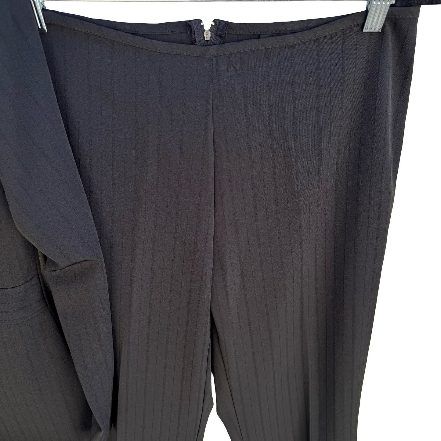 Marianne Vintage 90s Pinstripe Blazer Pant Suit Set Professional Black Womens 10
