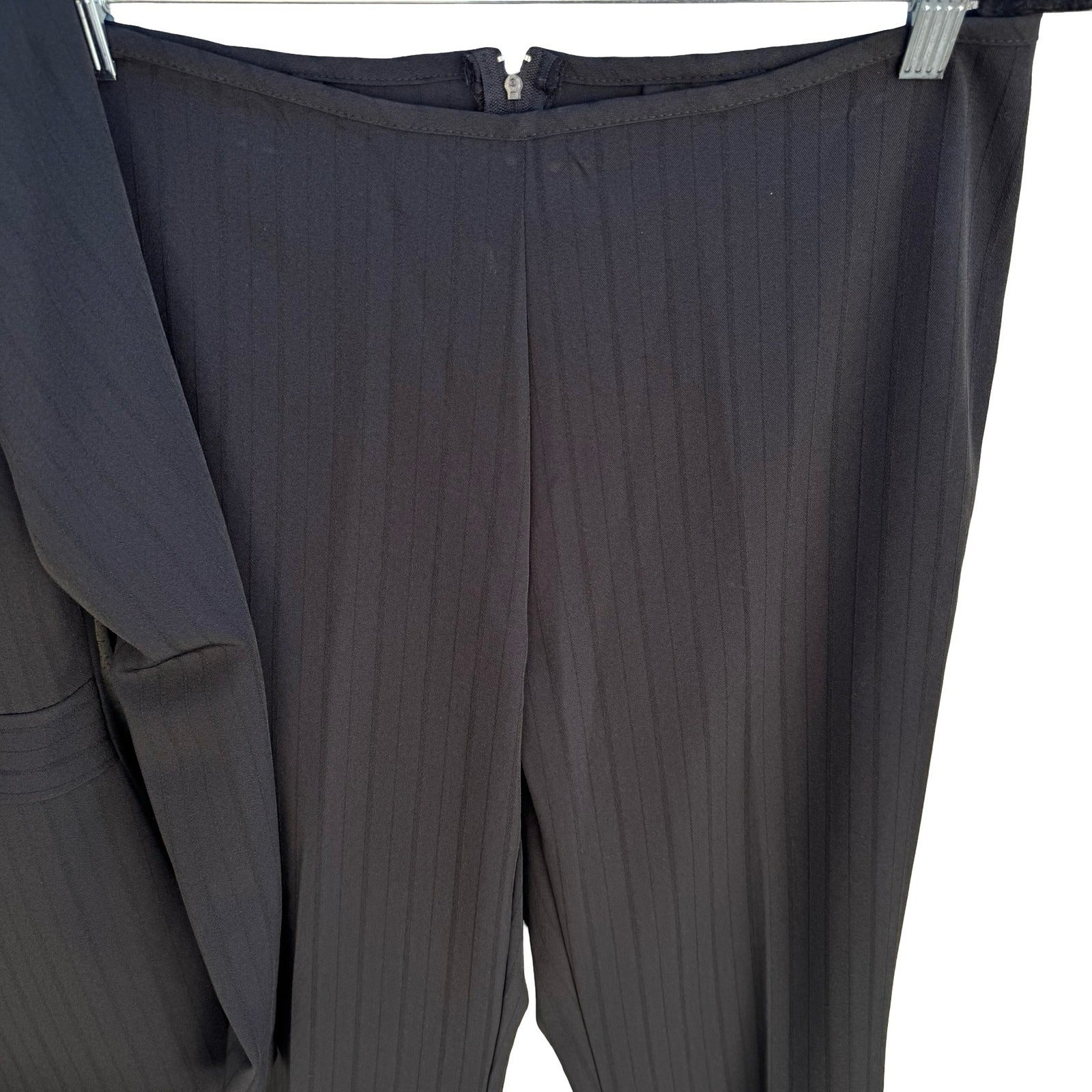 Marianne Vintage 90s Pinstripe Blazer Pant Suit Set Professional Black Womens 10