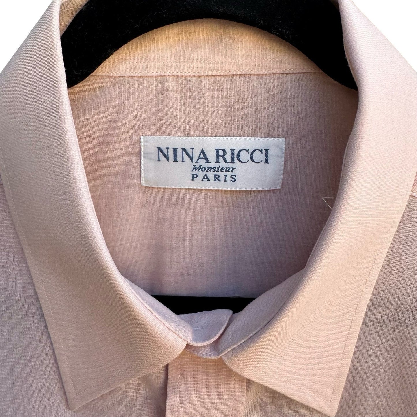 Nina Ricci Monsieur Paris Vintage Minimalist Soft Boy Shirt Pastel Pink Mens L