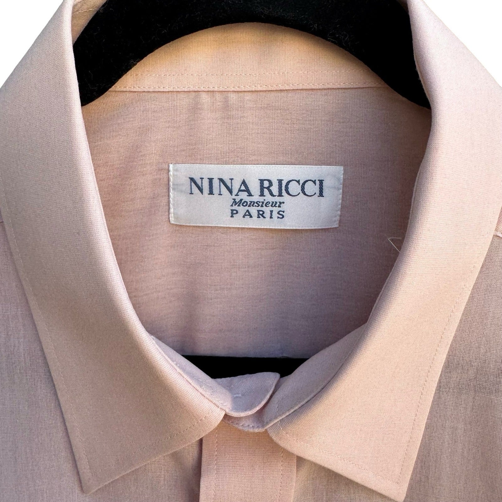 Nina Ricci Monsieur Paris Vintage Minimalist Soft Boy Shirt Pastel Pink Mens L