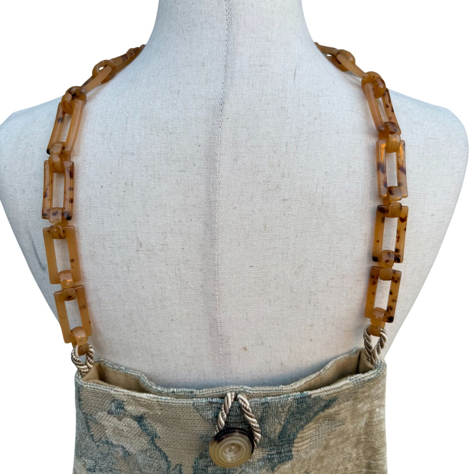 Dorit Collection Vintage Floral Tapestry Shoulder Bag Tortoise Acrylic Chain