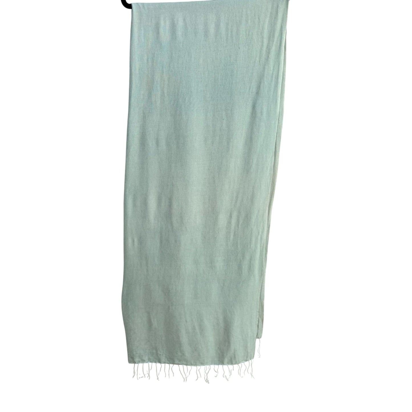 Vintage Cashmere Wool Mint Green Soft Fringe Edges Womens Woven Scarf Wrap Shawl