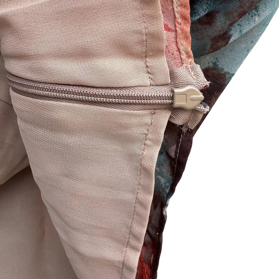 Evan-Picone Womens Red Floral Ruffle V-Neck Short Sleeve Lightweight Blouse 12P