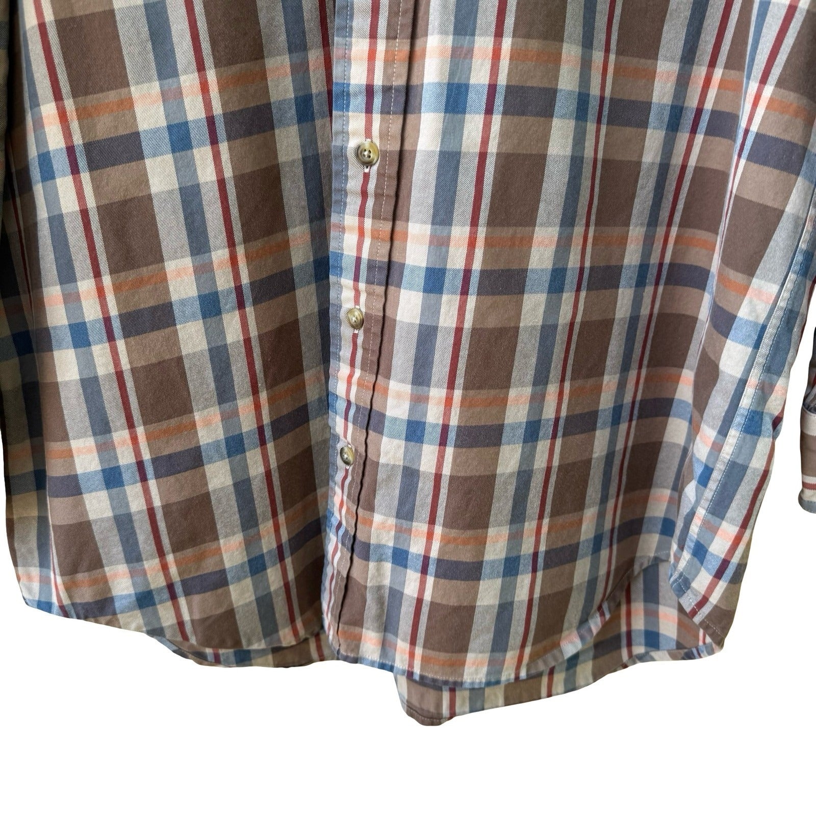 Clearwater Outfitters Plaid Gorpcore Outdoor Cabin Shirt Brown Cotton Twill M